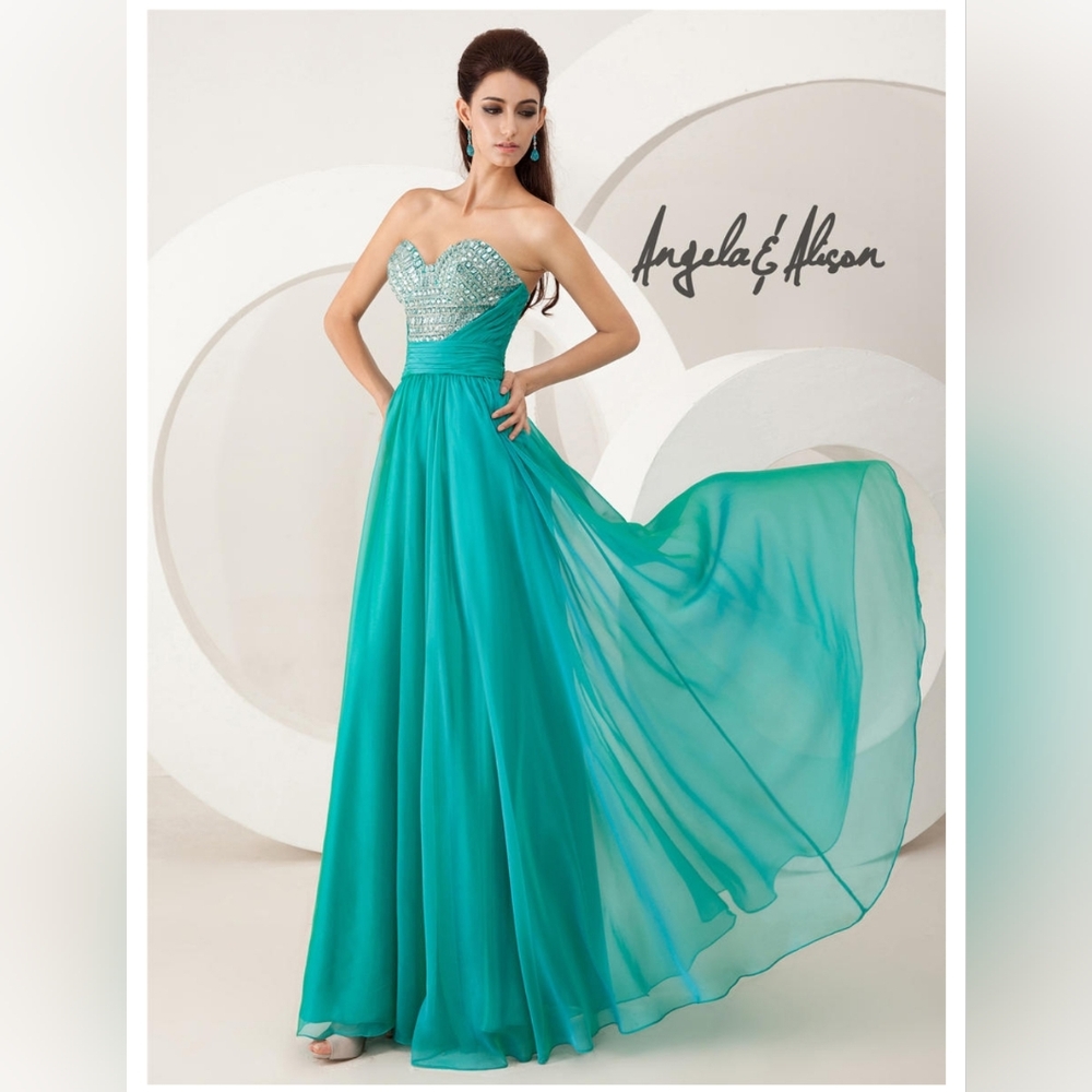 Angela and Alison Long Prom 41023 Size 2 Watermelon Color - Picture 3 of 7